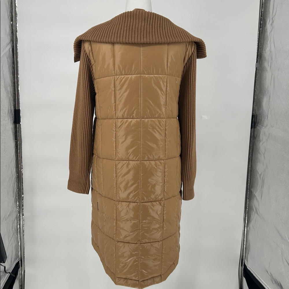 Varley  Mayten Knit Brown Puffer Jacket with Ribbed Sleeves Size Small, - Picture 7 of 15